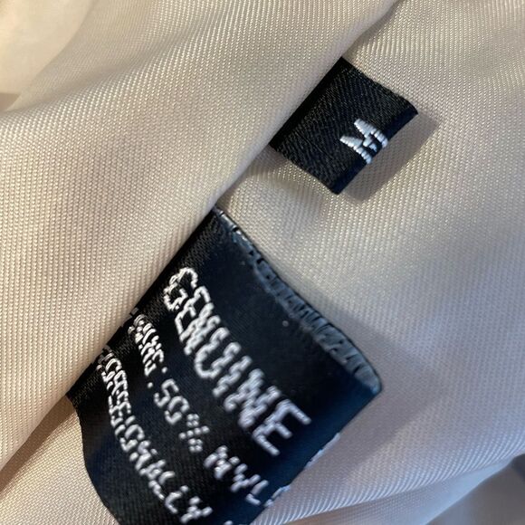 Vintage 80s WINLIT Cream Leather Coat Padded Shoulders Size M - Picture 11 of 12